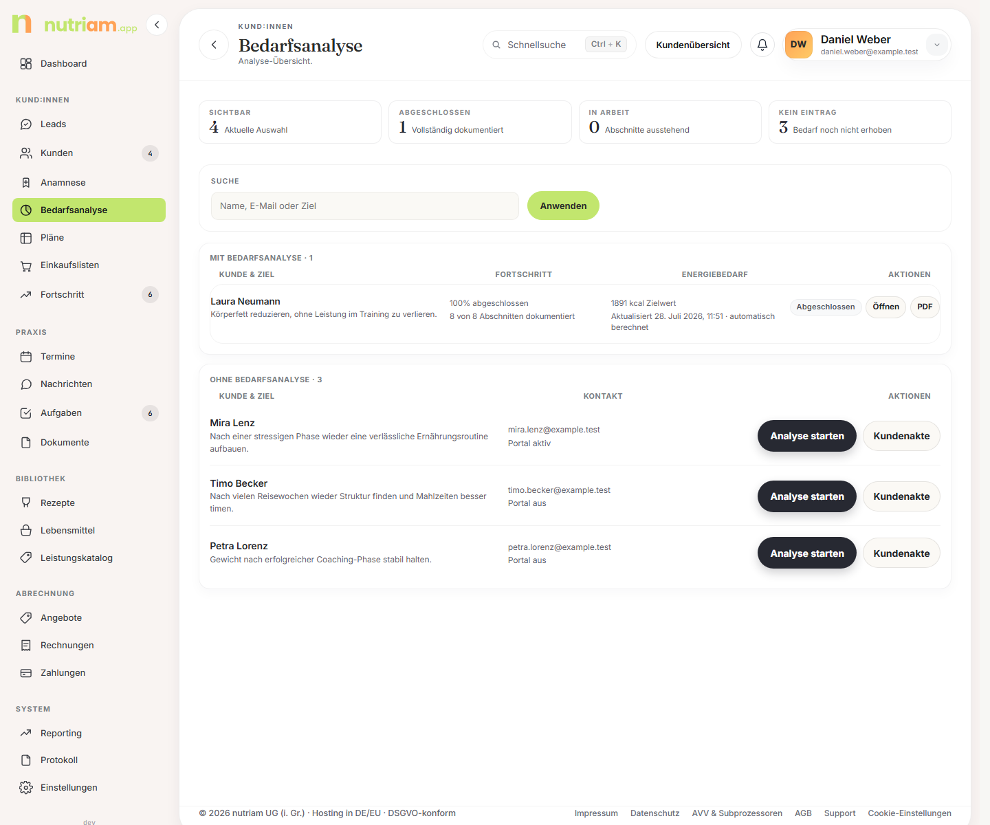 Kopfbereich der Bedarfsanalyse mit Hero und Portal-Banner